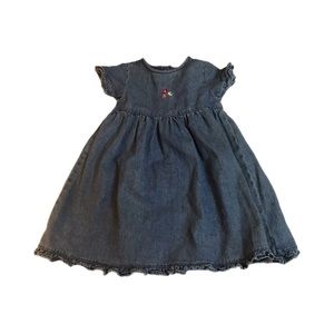 Vintage Little Angel Dress Baby Girl Denim Flower | Size - 12 Months